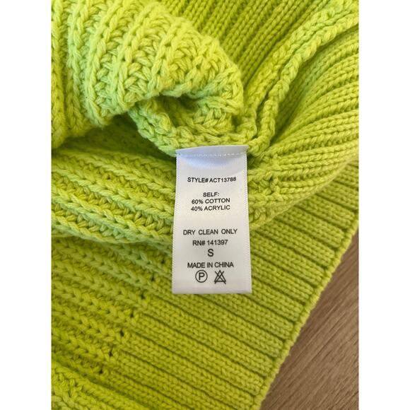 ASTR The Label Sepulveda Ribbed Cut-Out Turtleneck Sweater Size S Neon Green - Picture 5 of 7